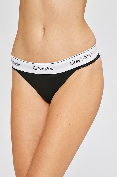 Právě si prohlížíte Dámské spodní prádlo – černo bílá Tanga Calvin Klein