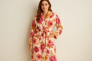 Černý hebký župan